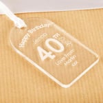 Personalised 40th Birthday Bottle Tag Clear Acrylic Girl Gift Idea For Her New