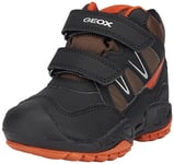 Geox J New Savage BOY B A Sneaker, Black/DK Orange, 5 UK Child
