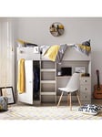Very Home Atlanta High Sleeper with Desk, Drawers and Wardrobe with Mattress Options (Buy and SAVE!) - Grey - Bed Frame With Premium Mattress, Grey