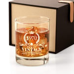 52nd Birthday Gifts for Men, Vintage 1970 Whiskey Glass Funny 52 Birthday Gift for Dad, Son, Husband, Brother, 52nd Anniversary Present Ideas for Him, 52 Year Old Bday Decorations Party Favors