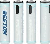 Beston Uppladdningsbara Aaa-Batterier Med Usb-C-Uttag, 400 Mah, Li-Ion, 4 St.