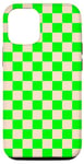 Coque pour iPhone 13 Pro Carreaux vert et blanc damier rétro classique