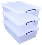 Really Useful Box 3 x 43L Storage Boxes - Clear