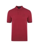 Fred Perry Mens Twin Tipped M3600 A27 Dark Red Polo Shirt Cotton - Size Small