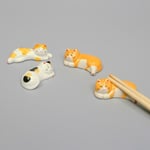 Cute Ceramic Kittens Chopsticks Stand Rest Rack Porcelain Spoon 2