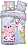 Greta Gris sängkläder för barn 100x140 cm - Greta Gris väderkvarn - 2 i 1 design - 100% bomull