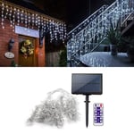 Utomhus LED-ljuskedja med SOLCELLER - Med fjärrkontroll & timer 300 LED-lampor / 10m Vit