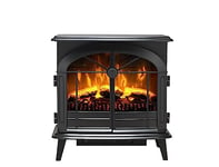 Dimplex Leckford Optiflame Electric Stove, Large Black Freestanding Electric Fire with LED Flame Effect, 2kW Adjustable Heater, Artificial Log or Coal Fuel Beds and Remote Control