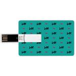 8G USB Flash Drives Credit Card Shape Teal Memory Stick Bank Card Style Cute Kittens Pink Hearts Lovely Animal Design with Valentines Inspirations Decorative,Teal Pink Dark Blue Waterproof Pen Thumb