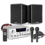 Home Karaoke System with Speakers, AV430A Amplifier and Wired Microphones