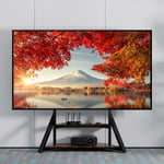 Support TV sur Pied avec 2 Étagères en Bois Hauteur Réglable Max VESA 600400mm pour Télé Écran LED OLED LCF Charge - 80kg+40kg×2