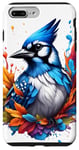 Coque pour iPhone 7 Plus/8 Plus Écran anti-éclaboussures coloré Blue Jay Portrait
