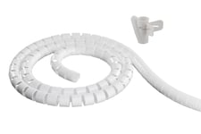 DELTACO Kabelslukare i nylon, 25mm diameter, verktyg ingår, 20m, vit