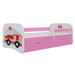 Kocot Kids Barnsäng - Babydreams Rosa - Fire Truck Med Låda Och Madrass 140x70 Cm Barnsängar