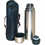 1.0Ltr small bullet Thermos flask stainless steel inner vacuum bag handle strap