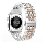 Apple Watch Series 4 44mm seven beads stainless steel watch band - Silver / Rose Gold