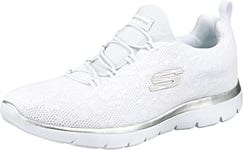 Skechers Women's Summits Leopard Spot Trainers,White Mesh / Silver Trim,6.5 UK