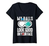 Womens My Balls Look Good On Your Face Funny Paintball Game V-Neck T-Shirt