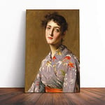 Big Box Art Canvas Print Wall Art William Merritt Chase Lady in a Japanese Costume | Mounted & Stretched Box Frame Picture | Home Decor for Kitchen, Living Room, Bedroom, Multi-Colour, 30x20 Inch