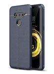 CruzerLite LG V50 Case, LG V50 ThinQ Case, Carbon Fiber Back Cover Anti-Scratch Shock Absorption Cover for LG V50 ThinQ (Leather Blue)