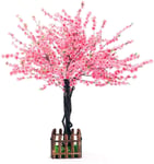 BCXGS Artificial Peach Blossom Trees Artificial Cherry Blossom Tree Silk Flower 5 Feet Tall 1.5M Artificial Cherry Blossom Trees Light Pink Indoor Outdoor Wedding Fake Vines Flowers (Size : 150cm)