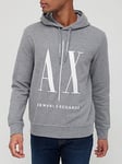 Armani Exchange Icon Logo Overhead Hoodie - Grey, Grey, Size L, Men