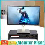 Black Computer Desktop Monitor Stand Laptop TV Display Screen Riser Shelf UK