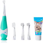 Electric Toothbrush Bundle Set Includes 4 Brush Heads & 1 AAA Battery Teal Set