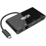 Eaton Adaptateur multiports USB-C, 4K à 30Hz HDMI, USB-A 3.2 Gen 1, Gigabit Ethernet Port GbE, Thunderbolt 3 Compatible, Noir (U444-06N-HV4GUB)