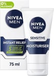 NIVEA MEN Sensitive Face Moisturiser (75ml), Men's Moisturiser with Zero-Percent