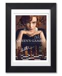 The Queen's Gambit Cast Signed Autograph A4 Poster Photo Print TV Show Series Series Framed DVD Boxset Memorabilia Gift Queens Gambit (BLACK FRAMED & MOUNTED)