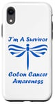 Coque pour iPhone XR Simple blue quote I'm a survivor Colon Cancer Awareness