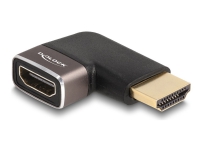 Delock - Hög hastighet - HDMI-adapter med Ethernet - HDMI hane till HDMI hona vänstervinklad - svart/grå - 8K60 Hz (7680 x 4320) stöd