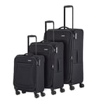 travelite 4-wheel suitcase set soft shell, sizes L/M/S, series CHIOS Trolley set in timeless look, hand luggage meets IATA boarding luggage dimensions