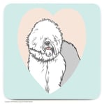 Coaster Drinks Mat Cute Old English Sheepdog Novelty Cheap Present Birthday Gift