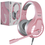 Pink Gaming Headset with Noise Cancel Mic - RGB Lights for Switch, PC, Xbox, PS