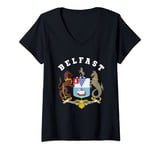 Womens Belfast Coat of Arms Souvenir Gift Flag V-Neck T-Shirt