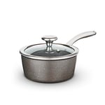 Tower T900216 Cerastone Pro 20cm Forged Aluminium Saucepan with Tempered Glass Lid, Non-Stick Coating, Graphite