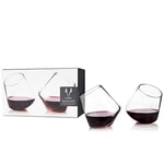 Viski® Vin de Cristal Roulant Lot de 2 Verres, Verre Transparent de Qualité Supérieure sans Plomb, sans Pied Moderne, Coffret Cadeau en Verre à Vin, 12 oz (355 ml)