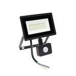 LED-strålkastare med sensor, 20W IP44 - 120x170x53mm SVART med PIR-sensor - Kulör : Kall