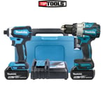 Makita DLX2507TJ 18V Combi & Impact Driver Twin Pack + 2 x 5Ah Batteries Charger