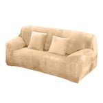INMOZATA Sofa Cover High Stretch Soft Fur Velvet Sofa slipcovers Protector 1 2 3 Seater Couch Covers for L Shape Sofa Tub Chairs Love Seat, 195-230cm (Beige)