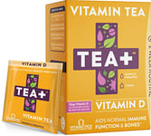 Vitabiotics TEA+ ( Tea Plus ) Vitamin D Tea - Helps Aid Normal Bones and Muscle | Provides Immune Support | Herbal Tea with Mango and Pineapple Natural Flavour | 14 Tea Bags