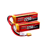 RC Lipo Batteri, 11,1V 2250mAh, XT60 Stik, 2250-3S60C-XT60-2stk