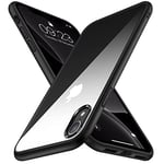 TENDLIN Coque Compatible avec iPhone XR Dos en Polycarbonate Rigide Transparent et Côtés en TPU Souple Etui Antirayures Ultra Fine Coque iPhone XR - Noir
