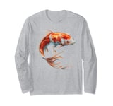 cool anime orange Japanese koi fish goldfish Asian carp art Long Sleeve T-Shirt