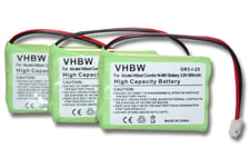 3 x Batterie Ni-MH 600mAh (3.6V) vhbw pour téléphone fixe Alcatel comme 101 13/1 / CP15NM / BKBNB 10109/1R1A, BKBNB10109/1R1A, TFL3X44AAA900-CB94-01A.