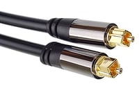 PremiumCord Câble audio optique TOSLINK 1,5 m, AD: 6 mm, plugin Toslink sur la prise, câble numérique pour la tour de télévision stéréo HIFI, audio HQ, soudé, couleur noire, argent, doré