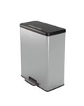 Curver Deco Rectangular Bin 65L, Metallic Grey, for Kitchen, Laundry Room, Garage, 486x284x615mm, 100% Recycled PP (Previous Version)