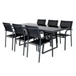 Venture Home Matgrupp Douglas med 6 Siri Stapelbara Matstolar Dallas Dining Table+Santorini Arm Chair (Stackable) - Black GR21592